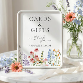 Ängliga vildblommiga bröllopskort och gåvoskrift poster