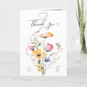Ängliga vildblommor Bröllopsfoto Tackkort