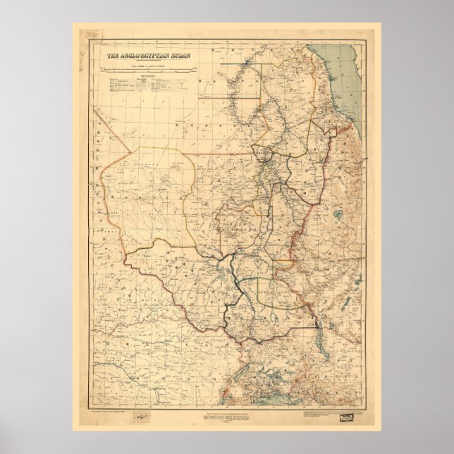 Anglo-Egyptiska Sudan Karta (1914) Poster (Framsidan)