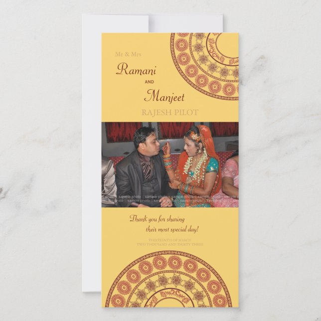 Anglo Indian Bröllop Tack Photo Card (Framsida)