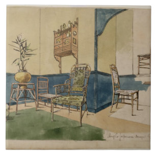 Anglo-Japan designer, c.1860 (skriva & svärta Kakelplatta
