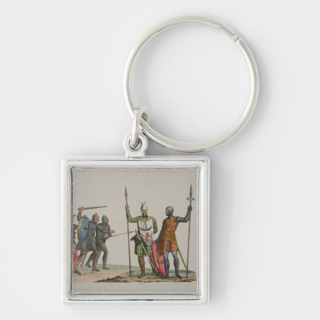 Anglo-Saxon krigare, pläterar 14 från Fyrkantig Silverfärgad Nyckelring (Framsidan)