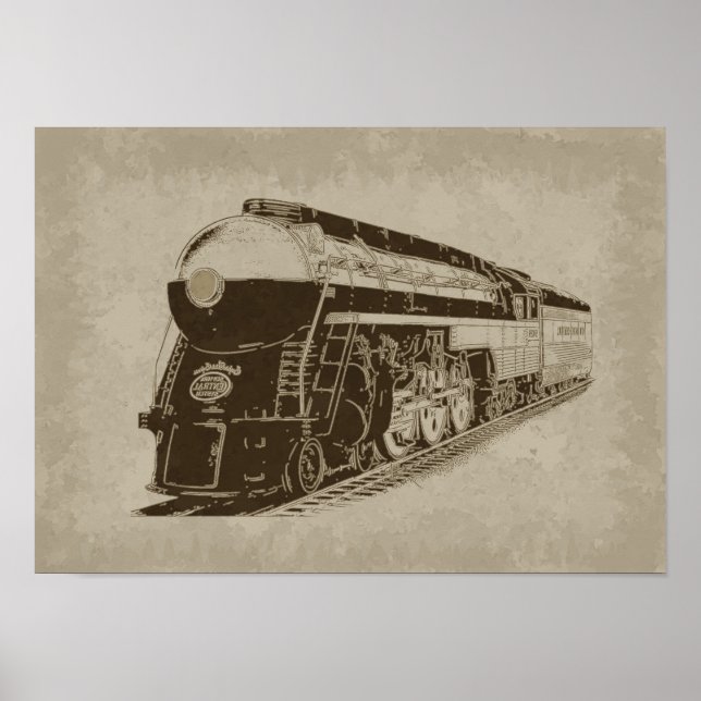 Ånglok från Art Deco-eran Poster (Framsidan)