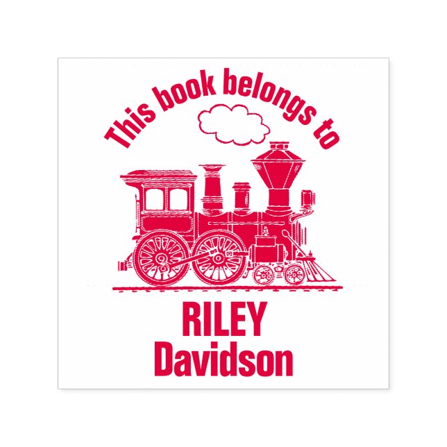 Ånglok namn barn bibliotek stämpel (Design)