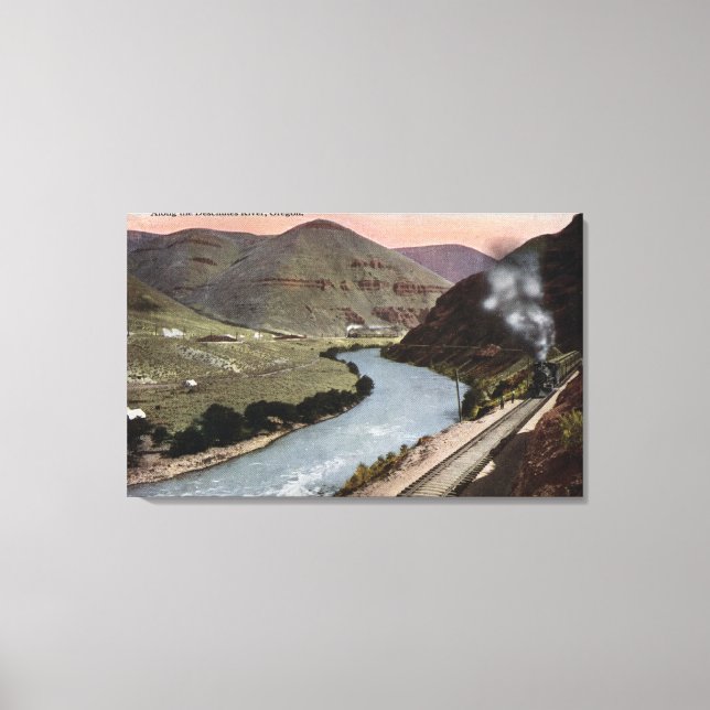 Ånglok på spår canvastryck (Framsida)