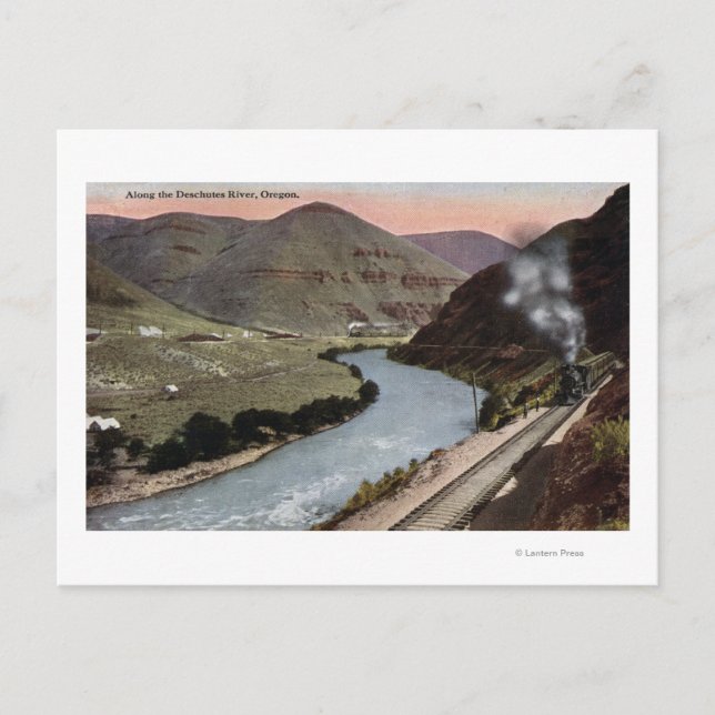 Ånglok på spår vykort (Framsida)