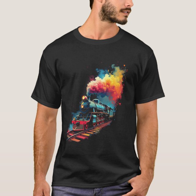 Ånglok retrokonst t shirt (Framsida)