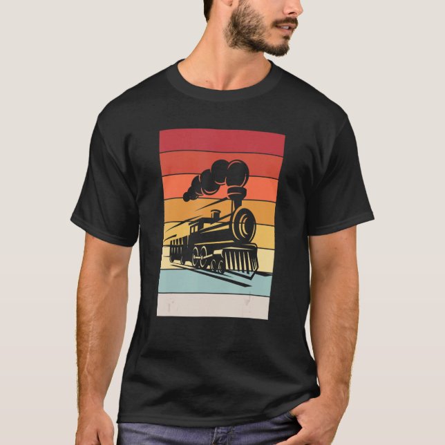 Ånglokomotiv Retro I modelljärnvägar T Shirt (Framsida)