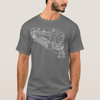 Ånglokomotiv Tåg Linjer T Shirt