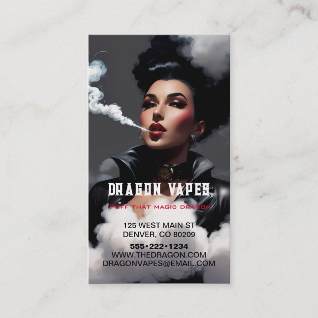 Ångmoln svart-vit vape-rökplym visitkort (Framsida)