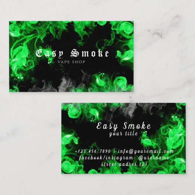 Ångmoln Vape Rökplym Svart & Vit Visitkort (Fram/baksida)