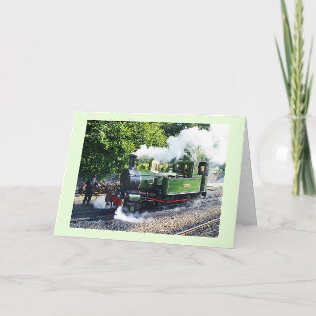 Ångmotor på Isle of Man Helgkort (Framsida)