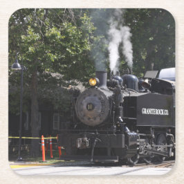 Ångmotor Tåg Drickskammare Underlägg Papper Kvadrat