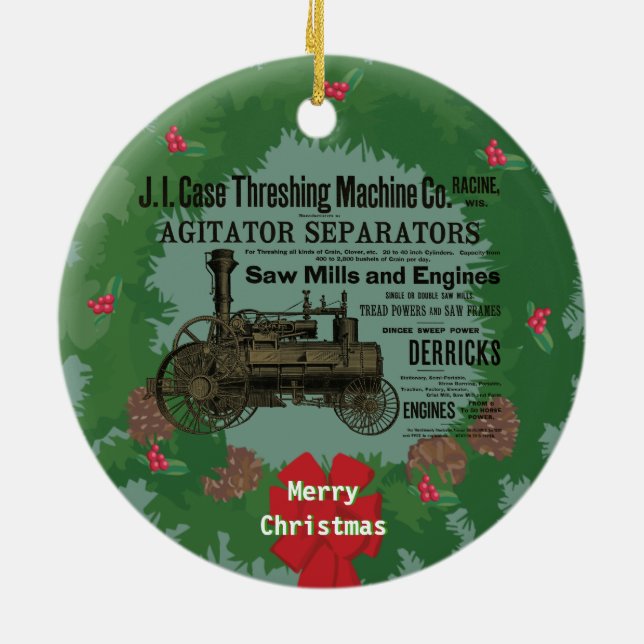 Ångmotordrivna 1889 Ångmotorstryck Julgransprydnad Keramik (Baksidan)