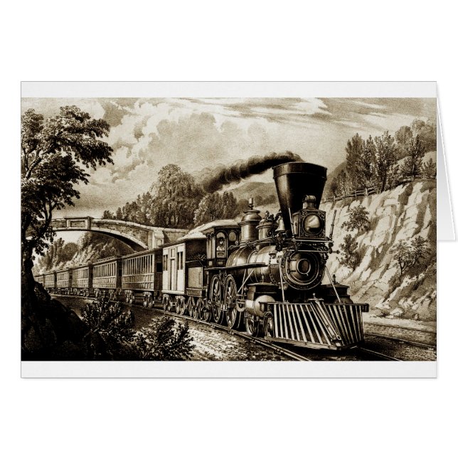 Ångmotorns lokomotiv hälsningskort (Framsidan Horizontal)