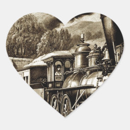 Ångmotorns lokomotiv hjärtformat klistermärke