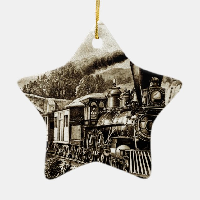 Ångmotorns lokomotiv julgransprydnad keramik (Framsidan)