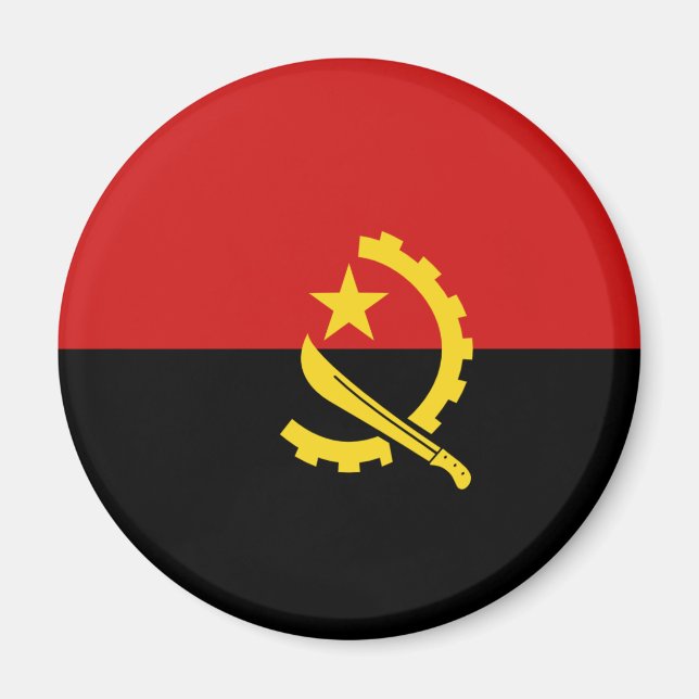 Angola Fisheye Flagga Magnet (Framsidan)