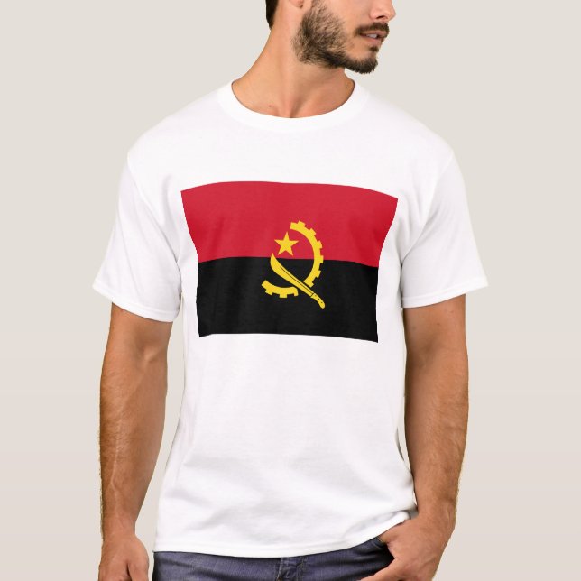 Angola Flag T-Shirt, Patriotic T-Shirts, T Shirt (Framsida)