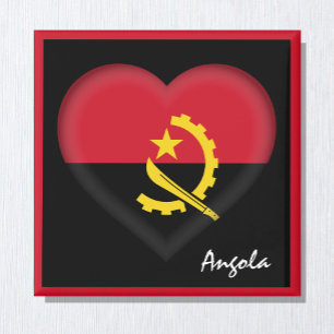 Angola flagga & Angolan Heart, Afrika helgdag/spor Magnet