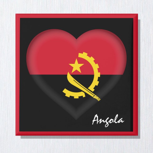 Angola flagga & Angolan Heart, Afrika helgdag/spor Magnet (Skapare uppladdad)