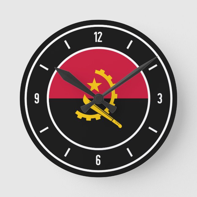 Angola Flagga Elegant Rund Klocka (Framsida)