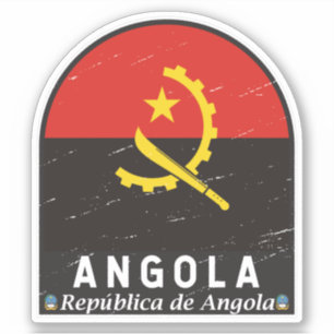 Angola Flagga Emblem Distress Vintage Klistermärken