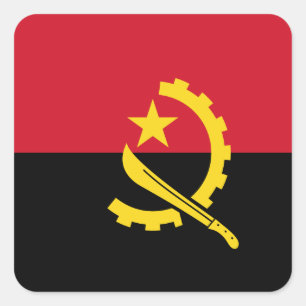 Angola Flagga Fyrkantigt Klistermärke