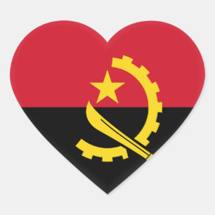 Angola flagga hjärtformat klistermärke