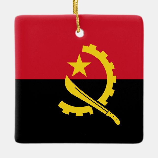 Angola Flagga Julgransprydnad Keramik (Framsida)