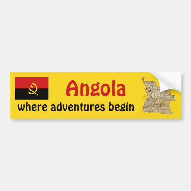 Angola Flagga + Kart Dekal (Framsidan)