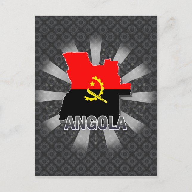 Angola Flagga Karta 2.0 Vykort (Framsida)