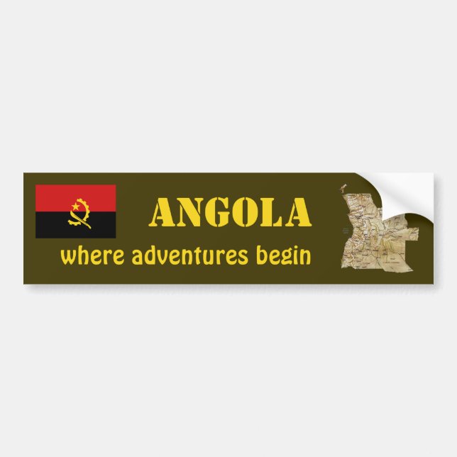Angola Flagga + Karta Bildörsskena Bildekal (Framsidan)