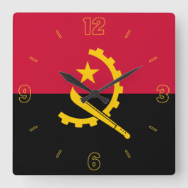Angola Flagga Red Black Gult Numbers Patriotic Fyrkantig Klocka