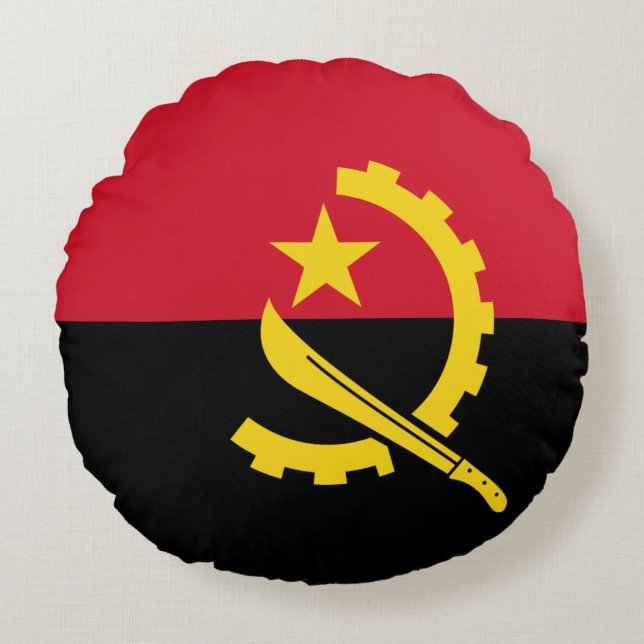 Angola Flagga Rund Kudde (Framsidan)