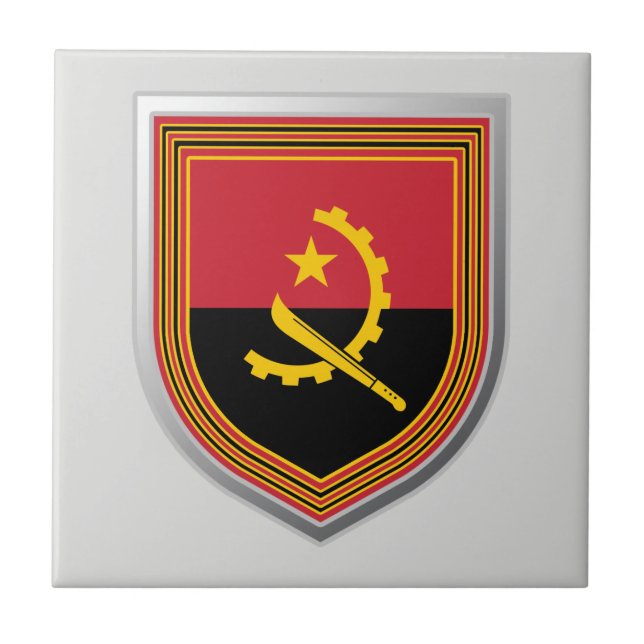 Angola Flagga Shield Kakelplatta (Framsidan)