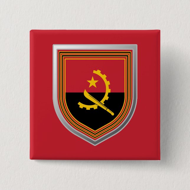 Angola Flagga Shield Knapp (Framsida)