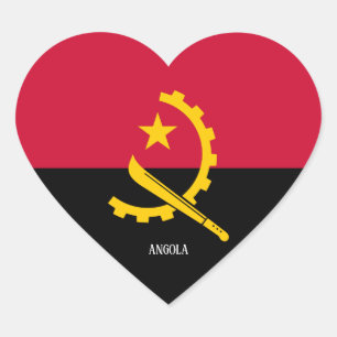 Angola Flagga Splendid Patriotic Heart Sticker Hjärtformat Klistermärke