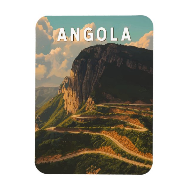 Angola Illustration Travel Art Vintage Magnet (Vertikal)