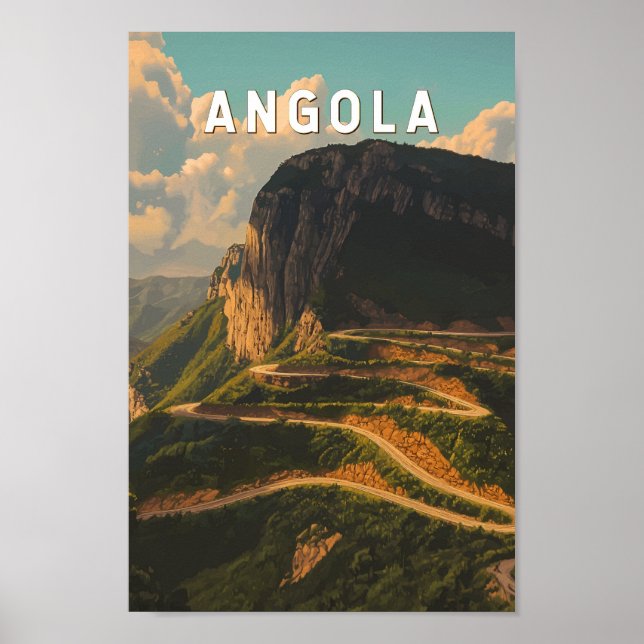 Angola Illustration Travel Art Vintage Poster (Framsidan)