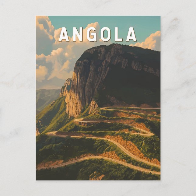 Angola Illustration Travel Art Vintage Vykort (Framsida)