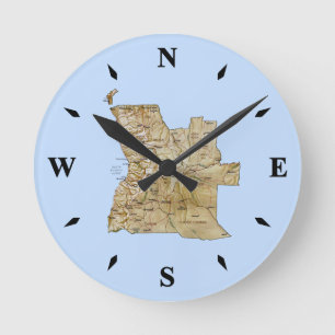 Angola Karta Clock Rund Klocka