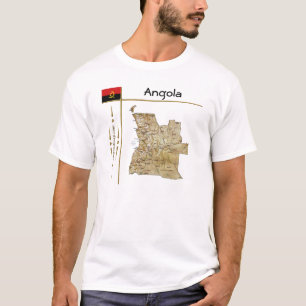 Angola Karta + Flagga + avdelning T-Shirt