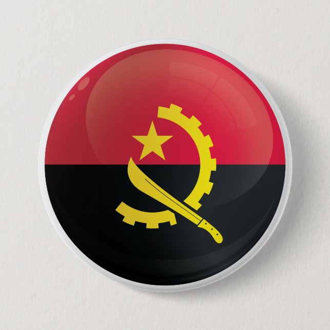 Angola Round Icon Flagga Knapp (Framsida)