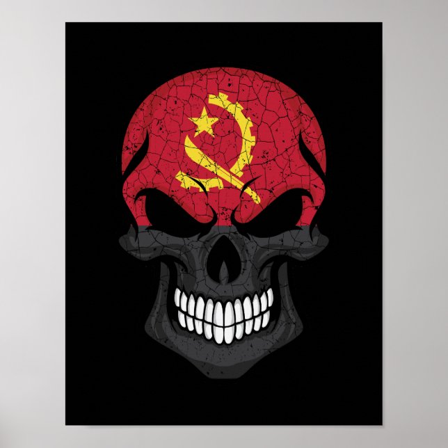 Angola Smiling Skull Flagga Poster (Framsidan)