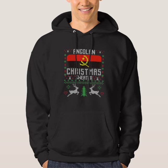 Angolansk Flagga Julsötare Hoodie (Framsida)