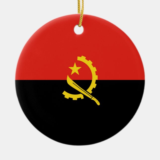 Angolas flagga julgransprydnad keramik (Framsidan)