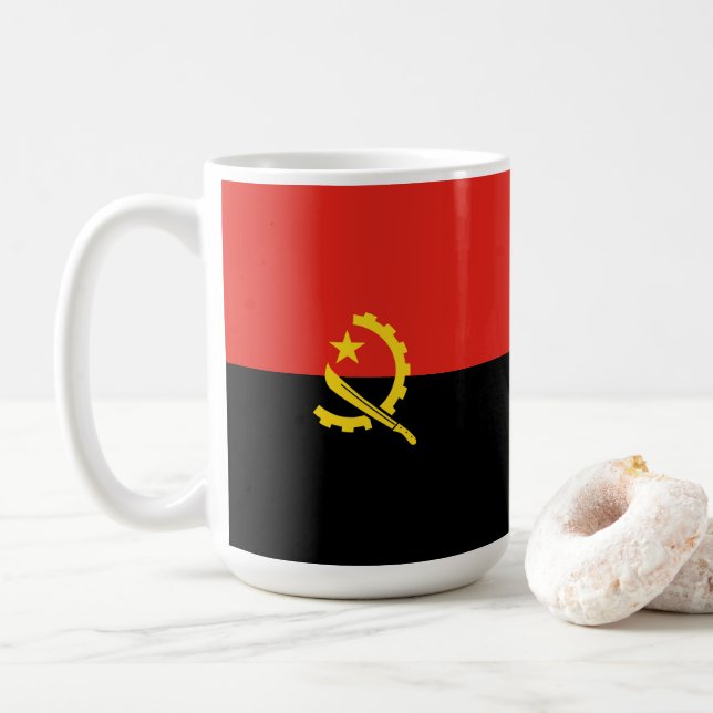 Angolas flagga kaffemugg (Med munk)