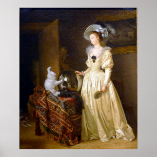 Angora Cat - Fragonard Animal Porträtt Poster
