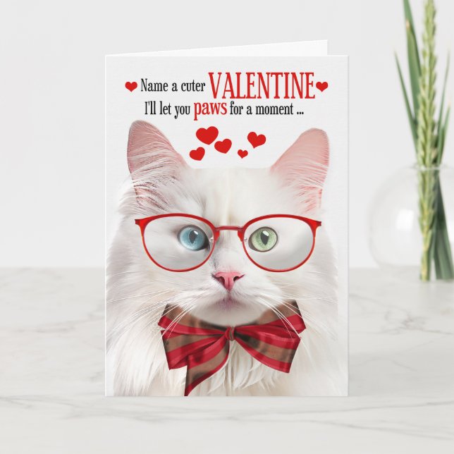 Angora Cat Lover Kattdjur Humor Alla hjärtans dag Helgkort (Framsida)
